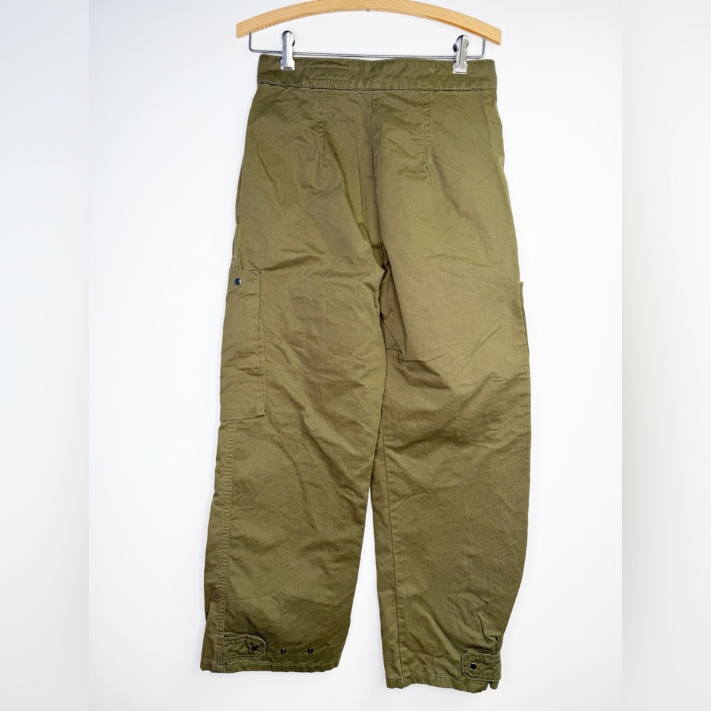 Zara Olive Green Pleated Cargo High Rise Chino Trouser Size 2 - Picture 4 of 9